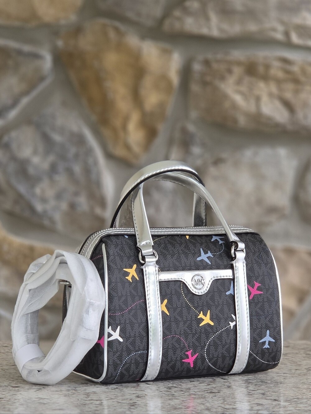 Michael Kors Small Airplane Logo Black Crossbody